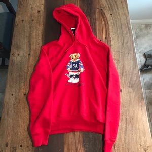 Red Polo Ralph Lauren Hockey Bear Hoodie